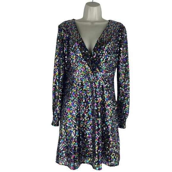 Hutch Demi Confetti Mini Dress in Rainbow Sequins Multi Color Size 2 - Picture 3 of 11